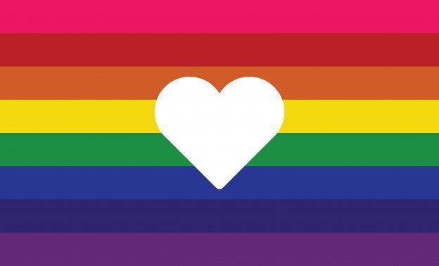 Gay pride flag with a heart.