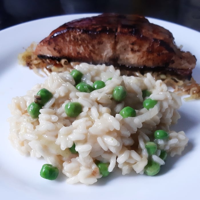 Receita de Risoto de Alho Poró e Ervilha