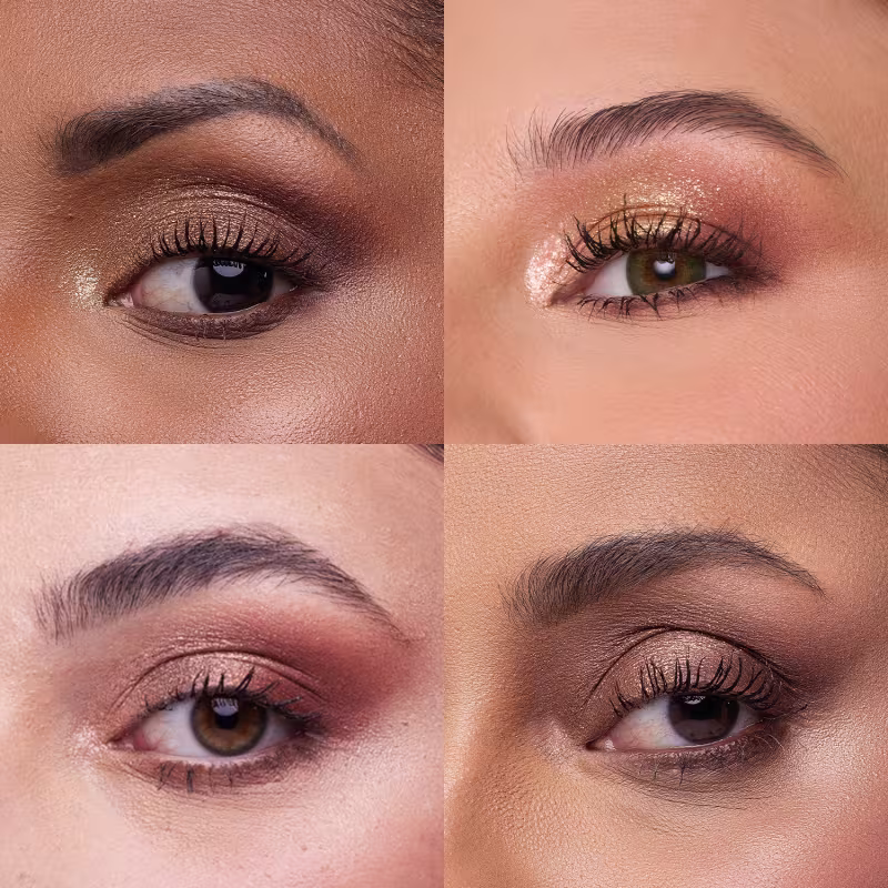 Swatches da paleta de sombras Niina Secrets Neutrals - Eudora. Foto: Divulgação.